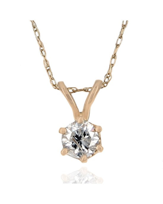 Diamond Solitaire Drop Necklace in Yellow Gold