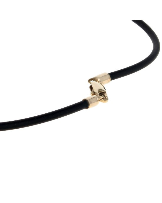 Black Enamel Spotted Leopard Drop Necklace in Yellow Gold