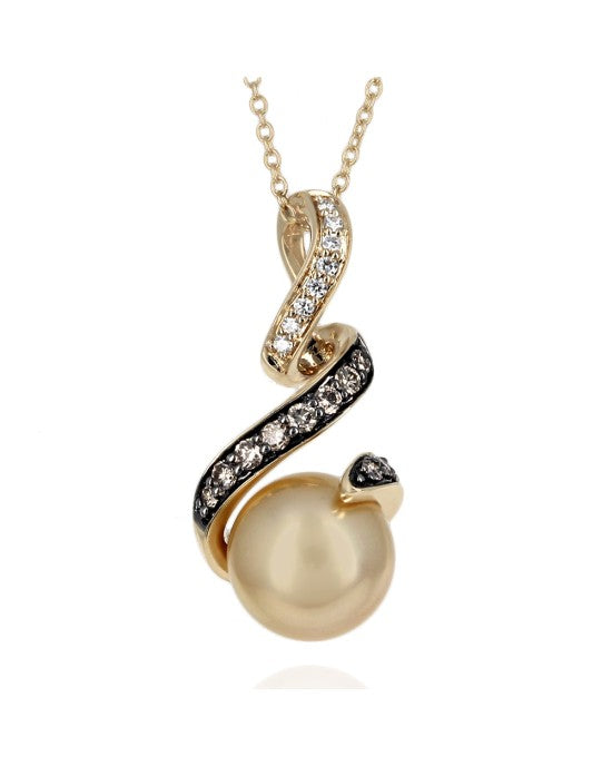 Le Vian Golden South Sea Pearl and Diamond Drop Necklace