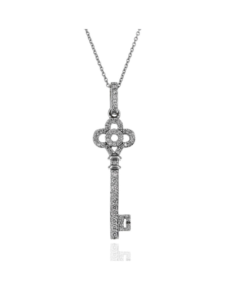 Diamond Key Pendant on Cable Chain