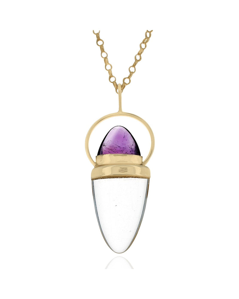 Amethyst and Rock Crystal Drop Necklace