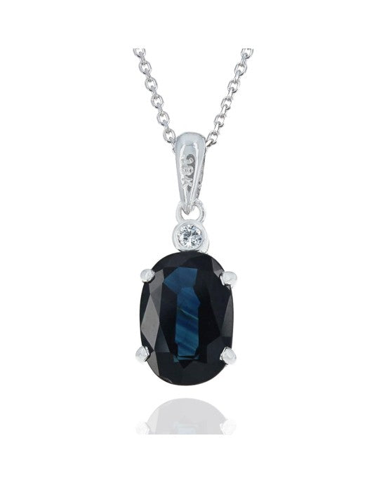 Australian Blue Sapphire and Diamond Accent Drop Necklace