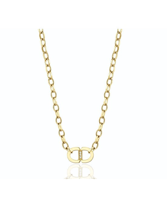 Sydney Evan Oval Link Necklace with Diamond Station