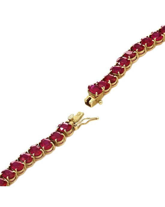 Mozambique Ruby and Diamond Triple Halo Drop Necklace