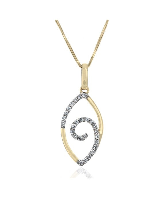 Diamond Swirl Marquise Shape Drop Necklace