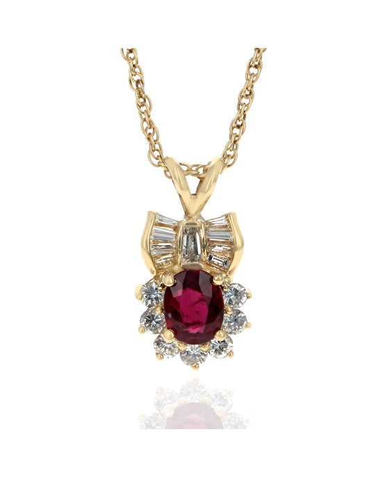 Ruby and Diamond Drop Necklace