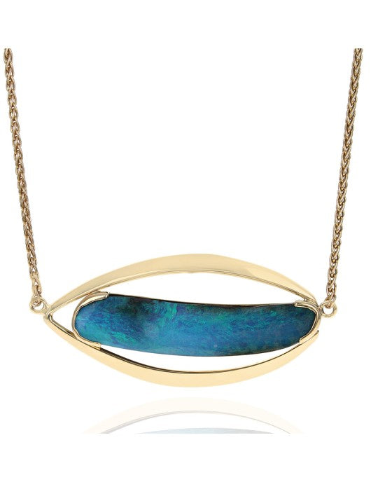 Boulder Opal Station Necklace in Gold