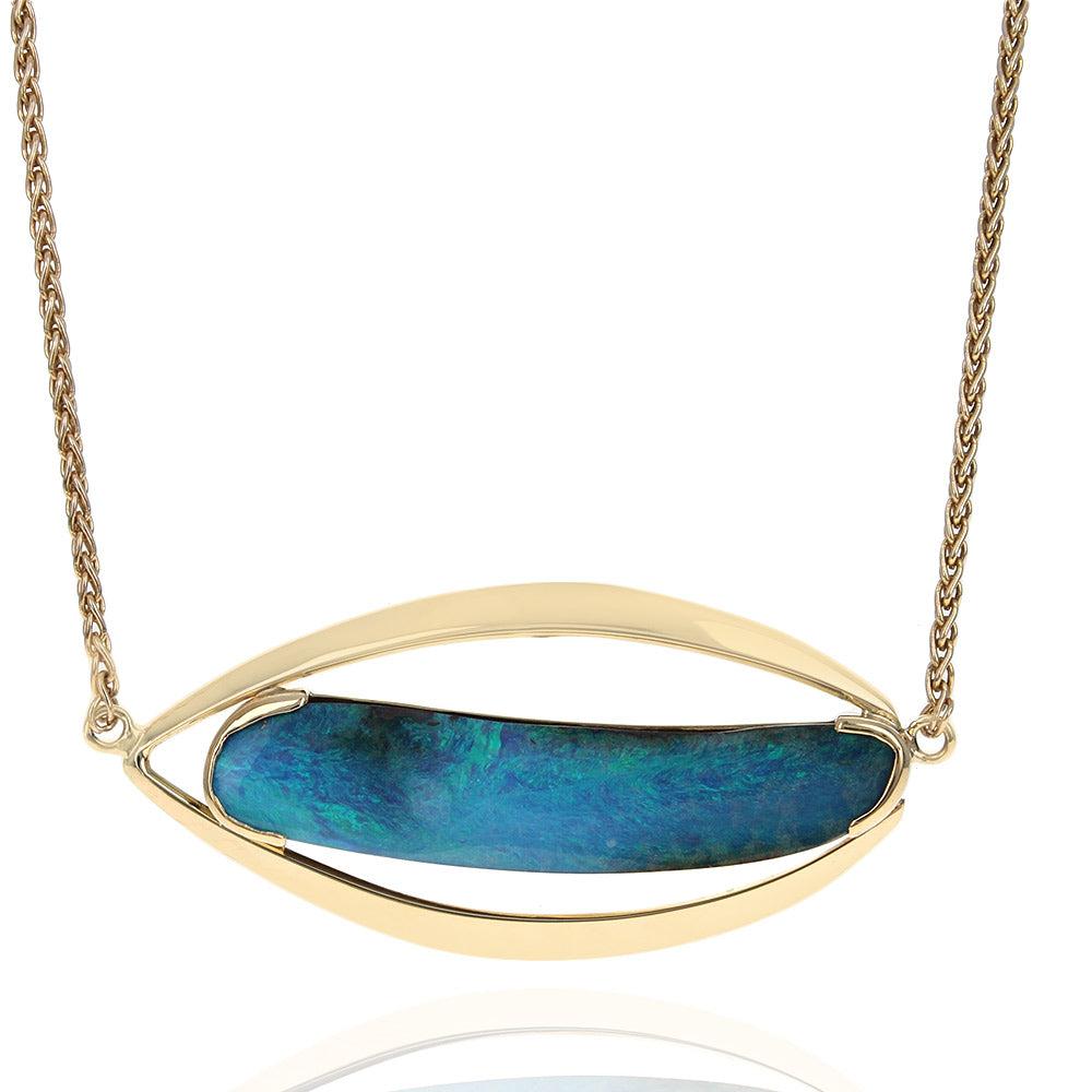 Boulder Opal Station Necklace in Gold