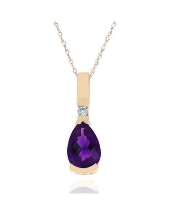 Amethyst and Diamond Accent Drop Necklace