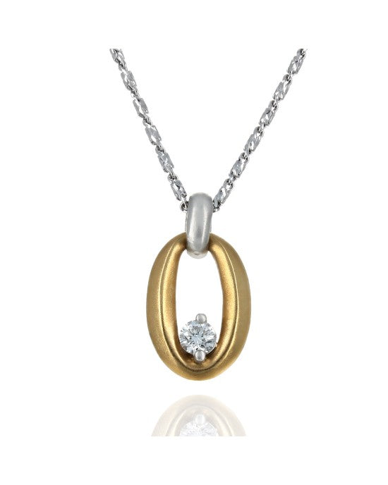 Diamond Open Oval Drop Necklace