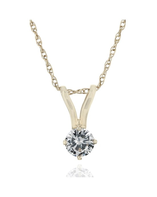 Diamond Solitaire Drop Necklace in Yellow Gold