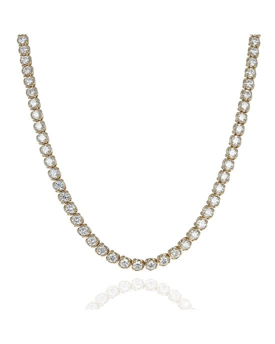 A. Link Round Brilliant Diamond Inline Necklace