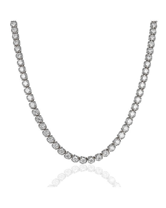 A. Link Round Brilliant Diamond Inline Necklace