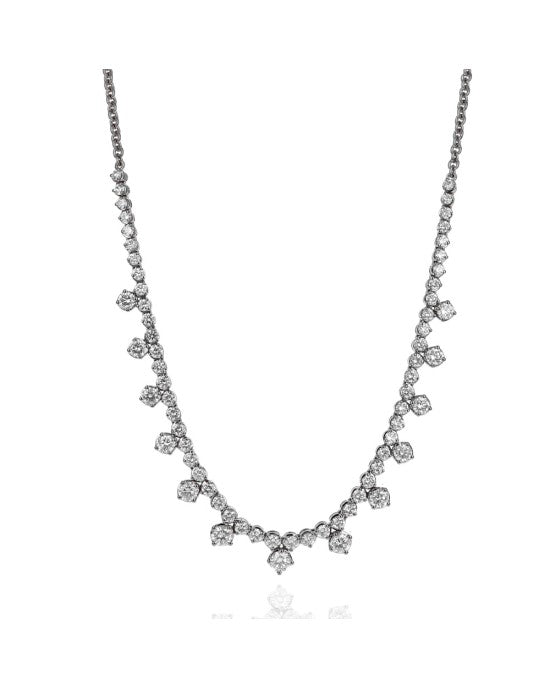 A. Link Round Brilliant Diamond Drop Station Necklace