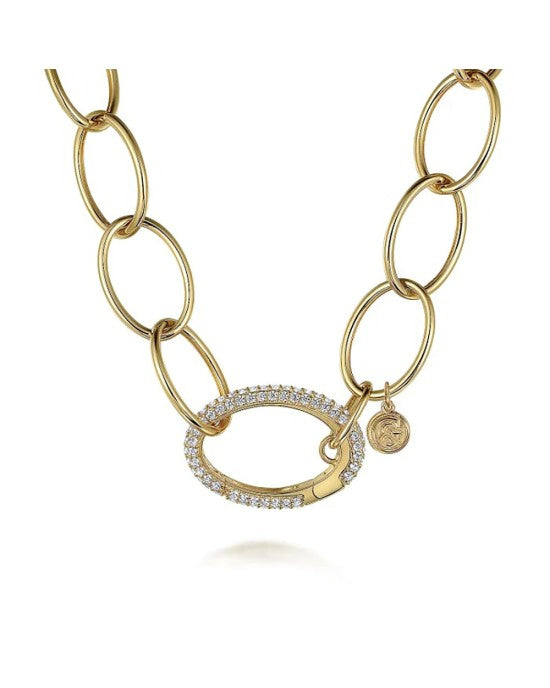 Gabriel & Co. Contemporary Collection Diamond Oval Drop Link Necklace