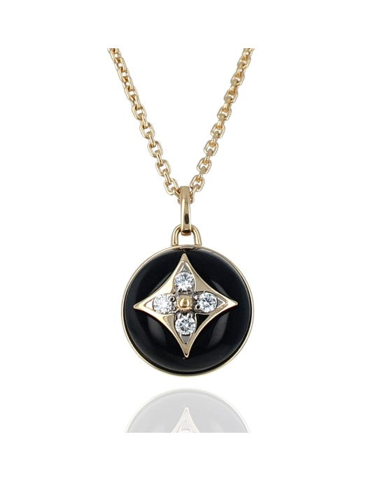 Louis Vuitton Blossom onyx and Diamond Drop Necklace