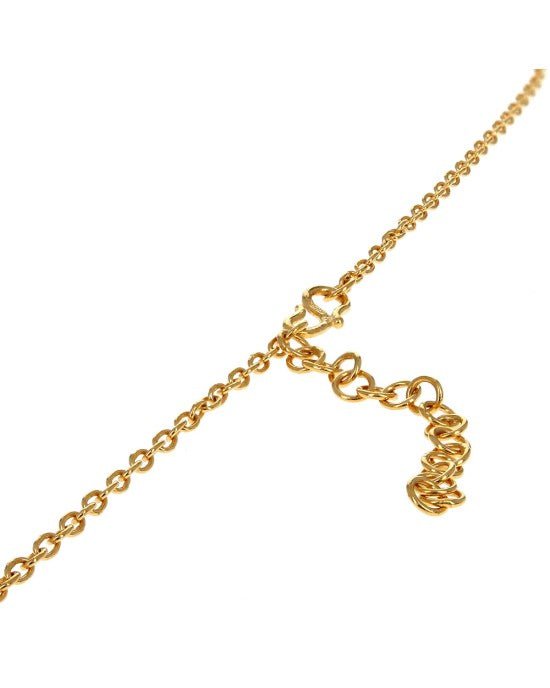 24K Pear Disk and Seed Drop Chain Necklace