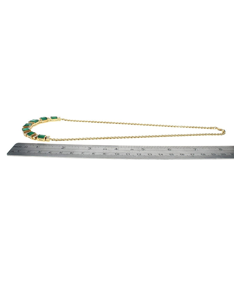 13.00ctw Alternating Emerald and Diamond Station Necklace