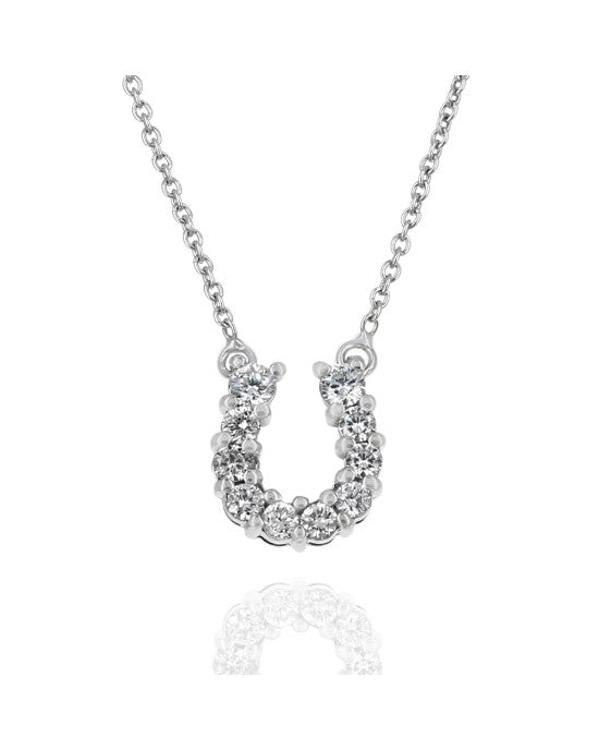 Roberto Coin Tiny Treasures Diamond Horseshoe Adjustable Necklace in White Gold