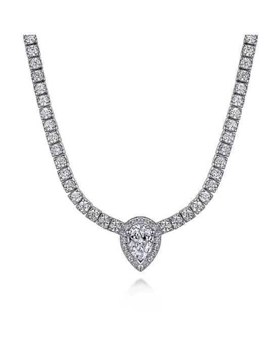 Gabriel & Co. Lusso Collection Pear Station Diamond Inline Necklace