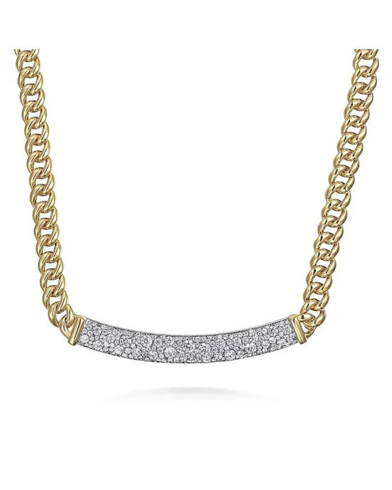 Gabriel & Co. Contemporary Collection Diamond Pave Cuban Chain Necklace