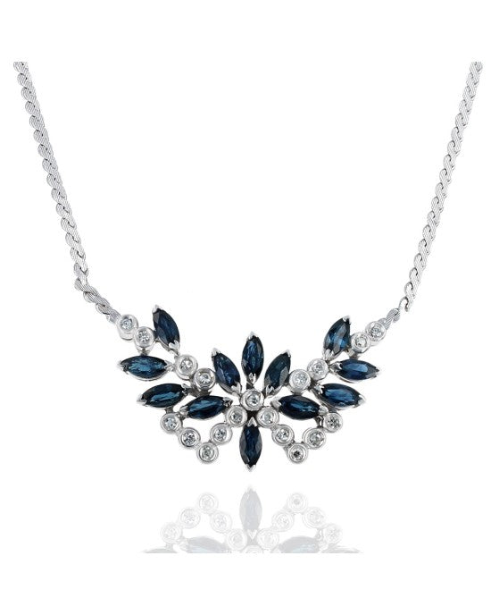 Sapphire and Diamond Station Necklace