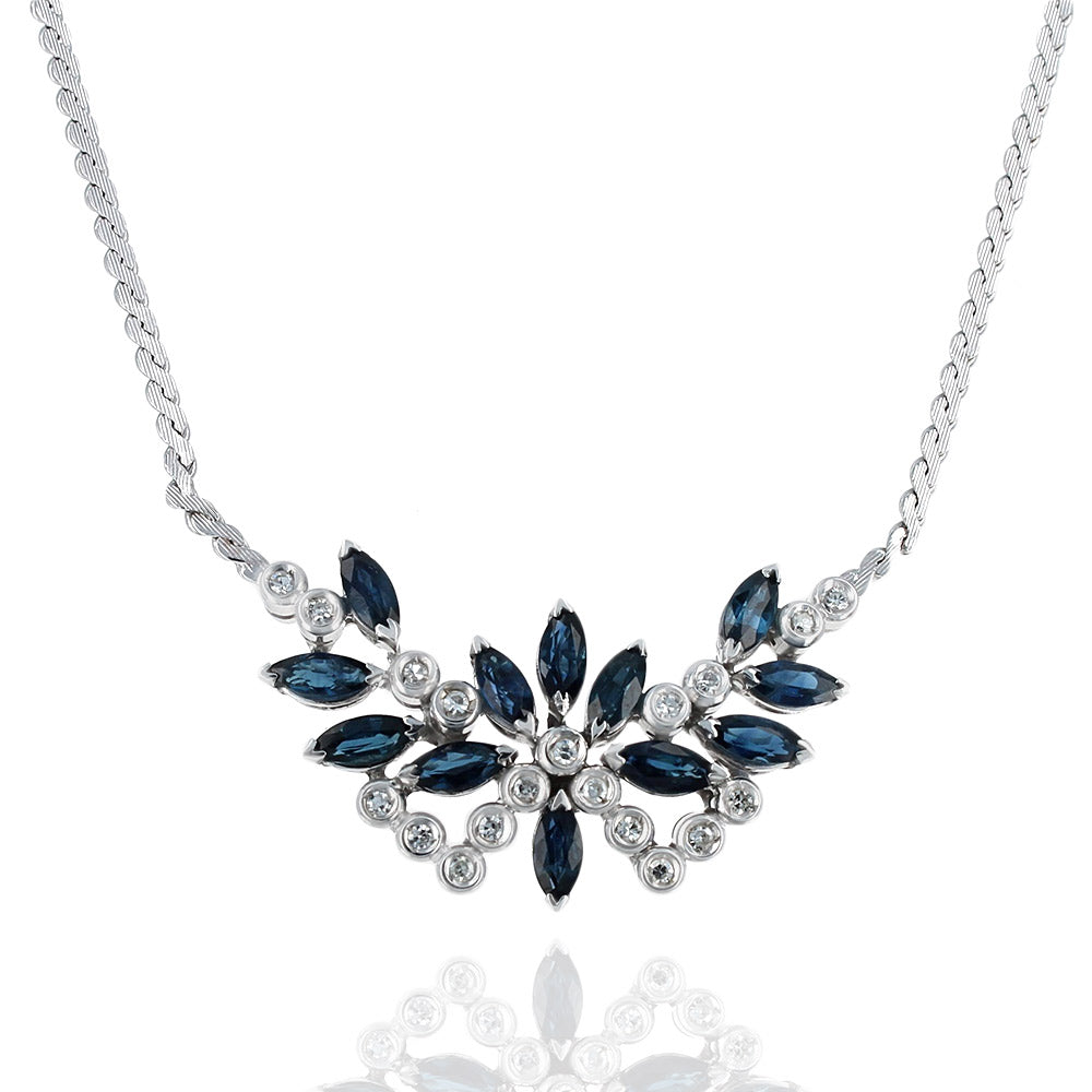Sapphire and Diamond Station Necklace