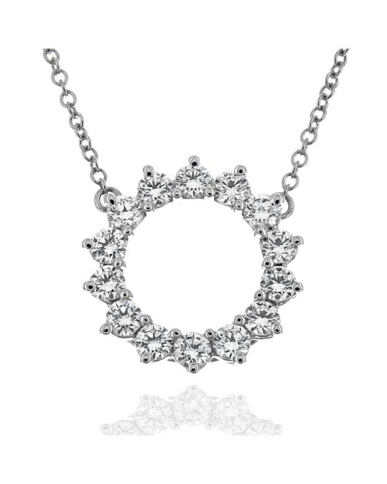 Tiffany & Co. Diamond Open Circle Pendant Necklace in Platinum