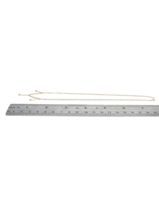 Diamond Linear Bar Station Cable Chain Necklace