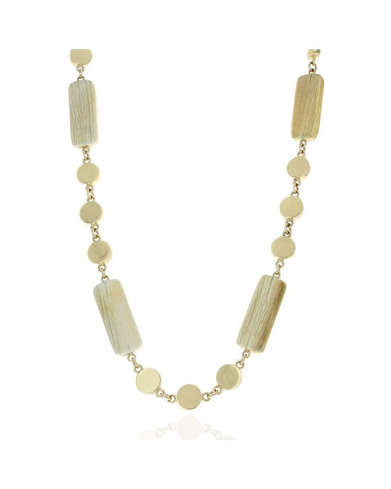 Alternating Gold Diska nd Bone Tile Necklace