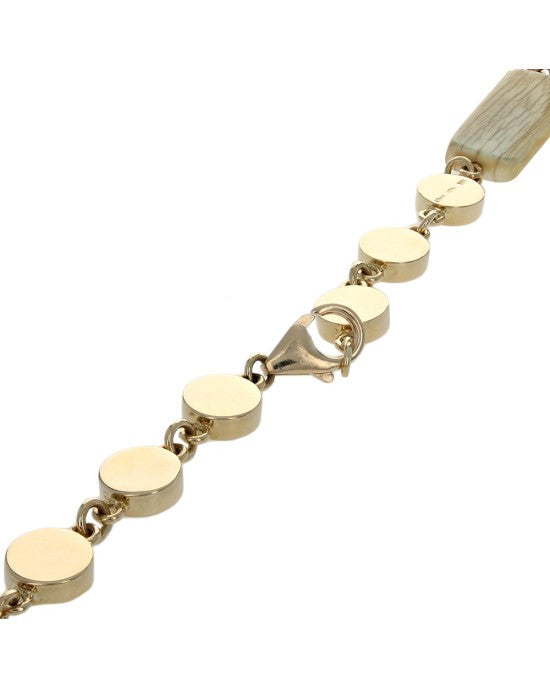 Alternating Gold Diska nd Bone Tile Necklace