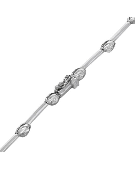 Mixed Cut Diamond Station Bar Link Neckace