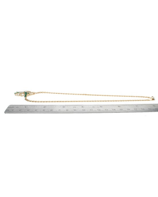 Emerald and Diamond Station Necklace in Yellow Gold