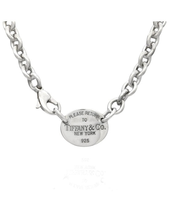 Return to Tiffany Oval Tag Necklace in Sterling Silver