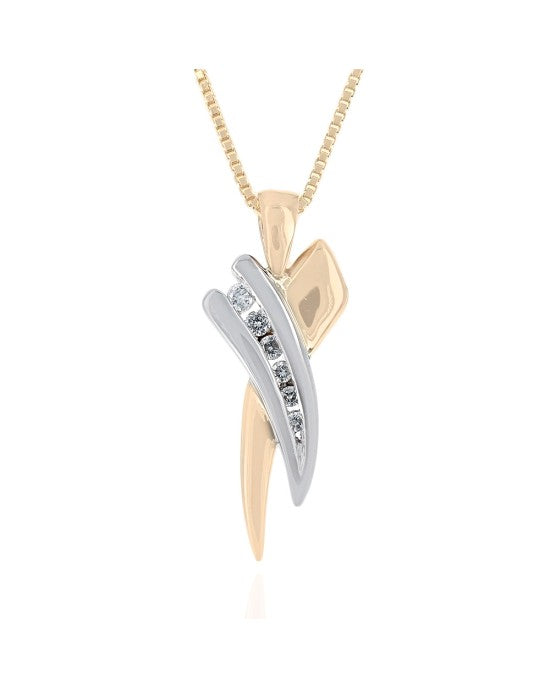 Diamond X Crossover Necklace in White and Yellow Gold