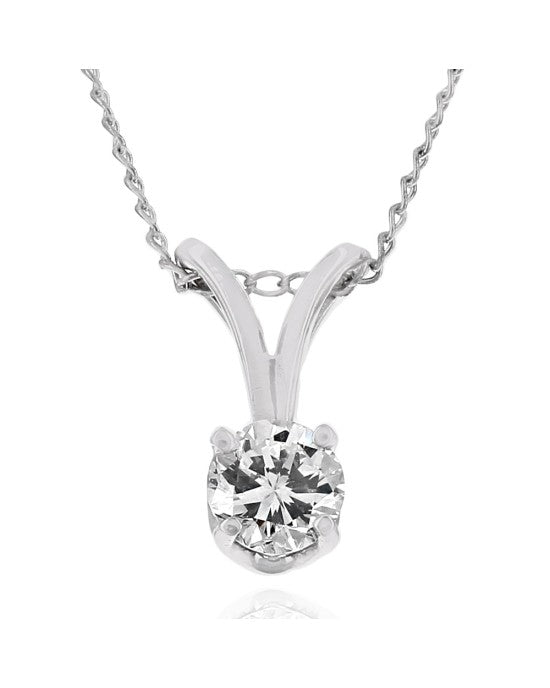 Diamond Solitaire Drop on Cable Chain Necklace