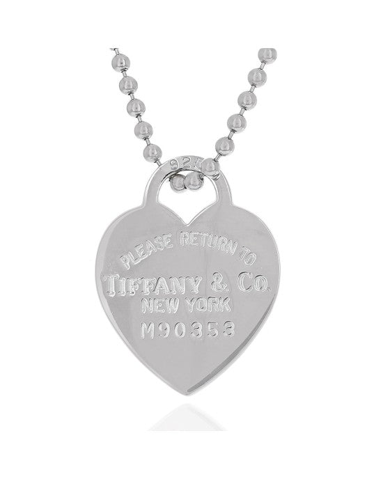 Return to Tiffany Heart Tag on Bead Chain Necklace in Sterling Silver