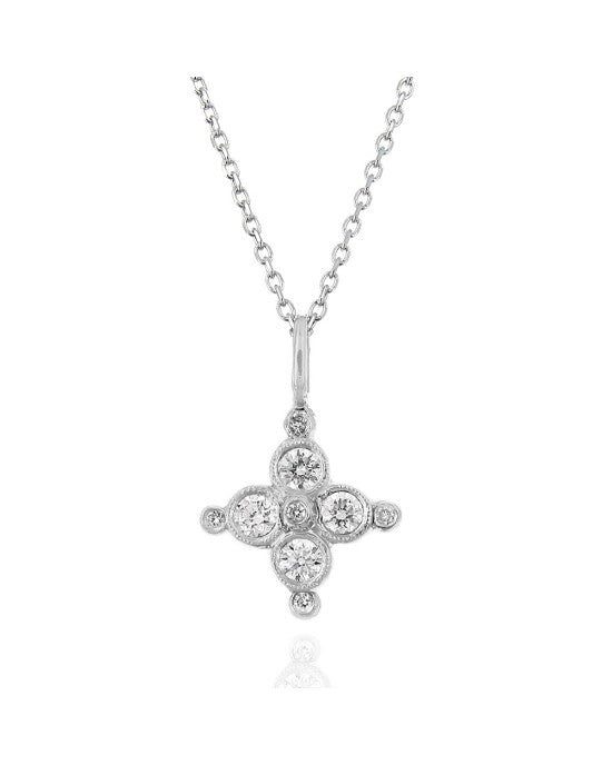 Minature Diamond Cross on Cable Chain Necklace