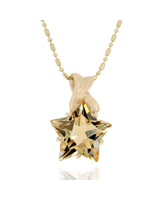 Citrine Solitaire Drop Necklace in Yellow Gold