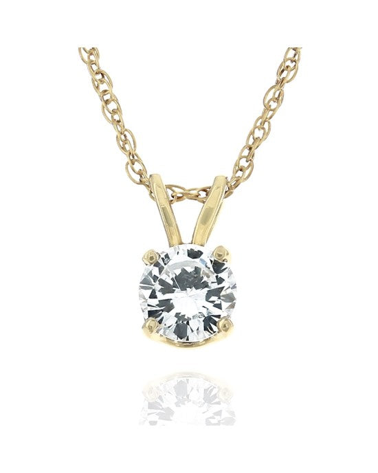 Diamond Solitaire Drop Necklace in Yellow Gold