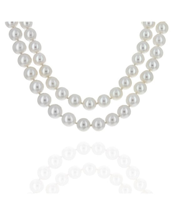 Akoya Pearl 2 Stran Nesting Necklace with 14K Pearl and Diamond Clasp