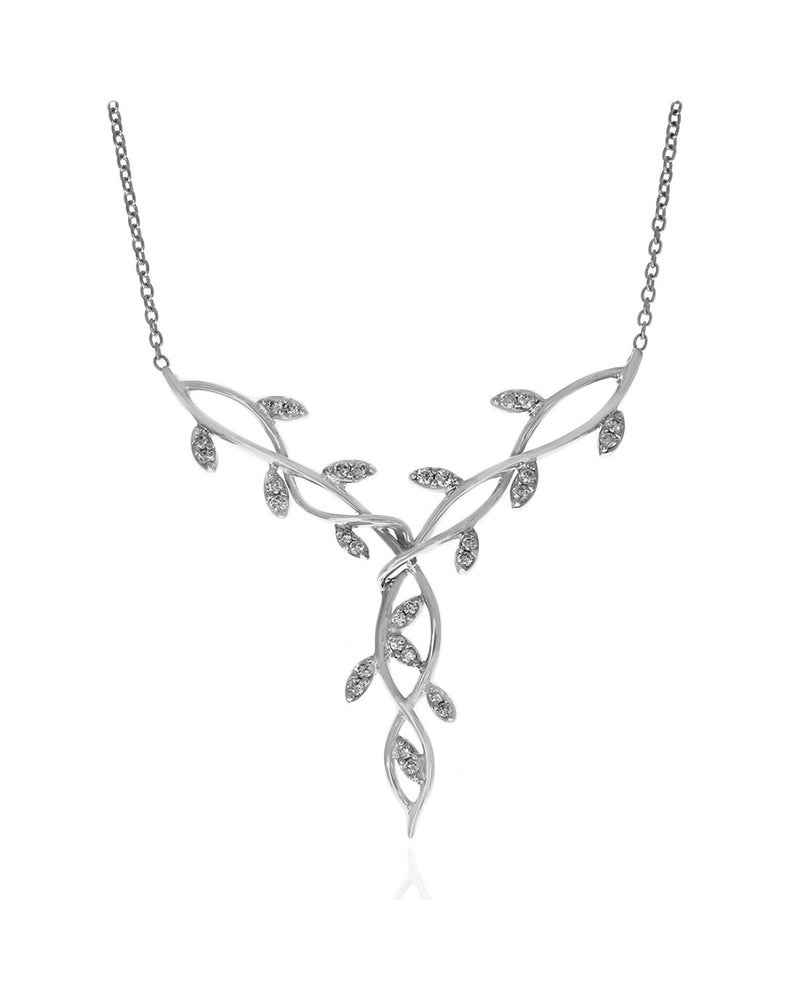 Foliate Motif Diamond Y Station Necklace