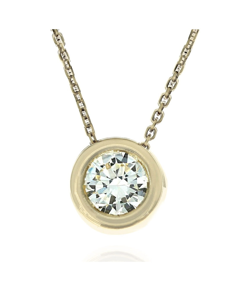 Round Brilliant Cut Diamond Drop on Cable Chain Necklace