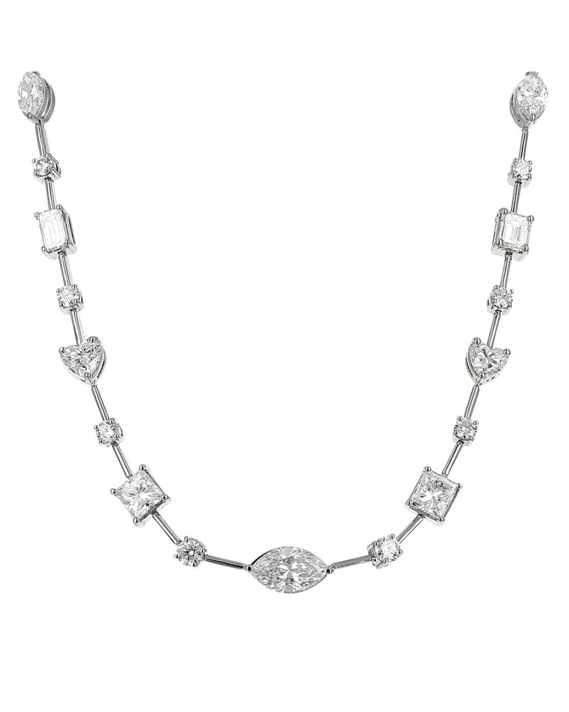 Mixed Fancy Cut Diamond Necklace in 18K White Gold