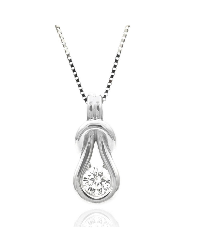 Diamond Solitaire Knot Drop Necklace