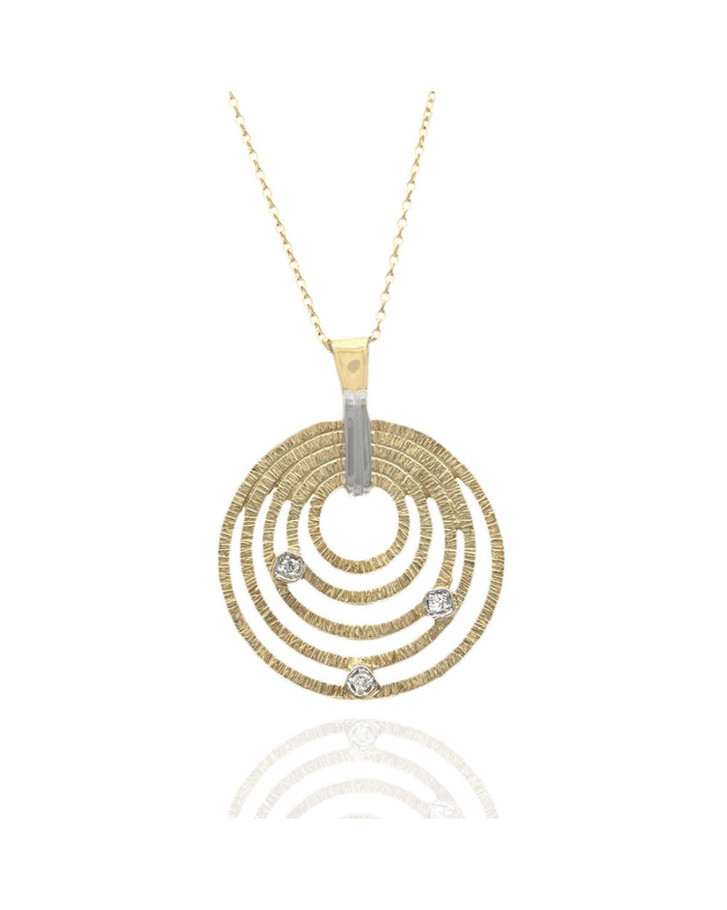 Concentric Circles Diamond Accent Pendant Necklace