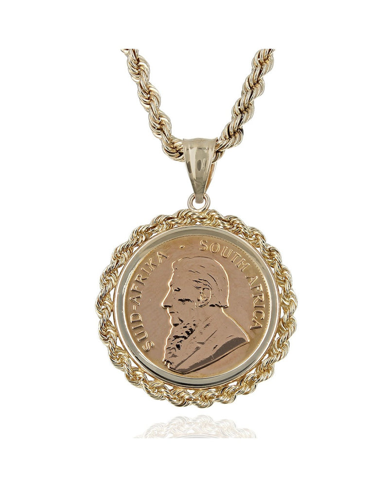 1/4 Krugerrand Coin Drop Necklace in Yellow Gold