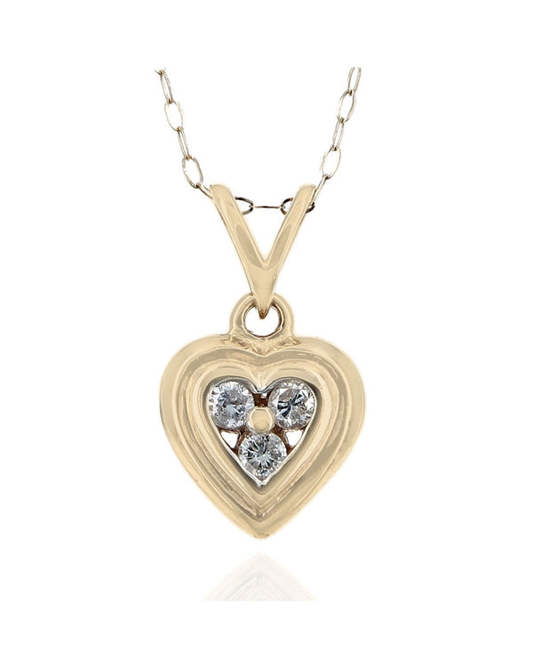 Diamond Heart Drop Necklace in Yellow Gold