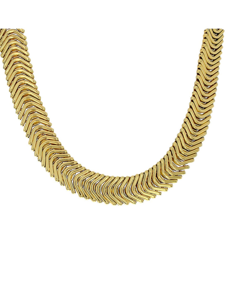 Chevron Link Wide Necklace in Yellow Gold