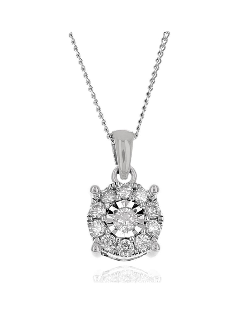 Diamond Halo Drop on Curb Chain Necklace